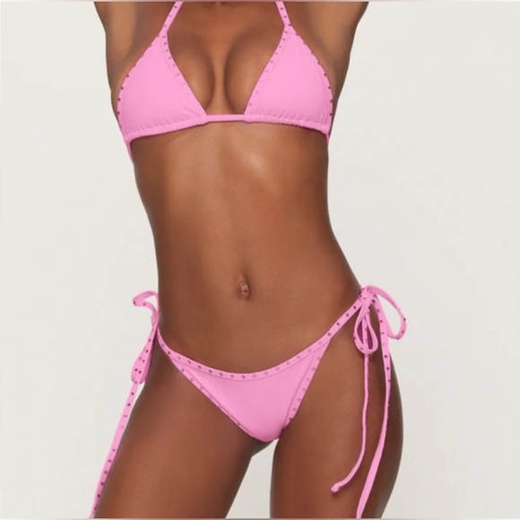 SKIMS Rhinestone Swim Tie Bikini Bottom/ Light Pink 3X (BB-BRF-3184). NWT. - Picture 2 of 10